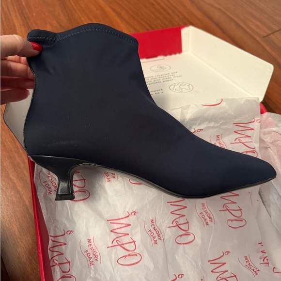 IMPO BRAND Navy Blue Ankle Boots neoprene fabric very comfortable - Picture 1 of 6